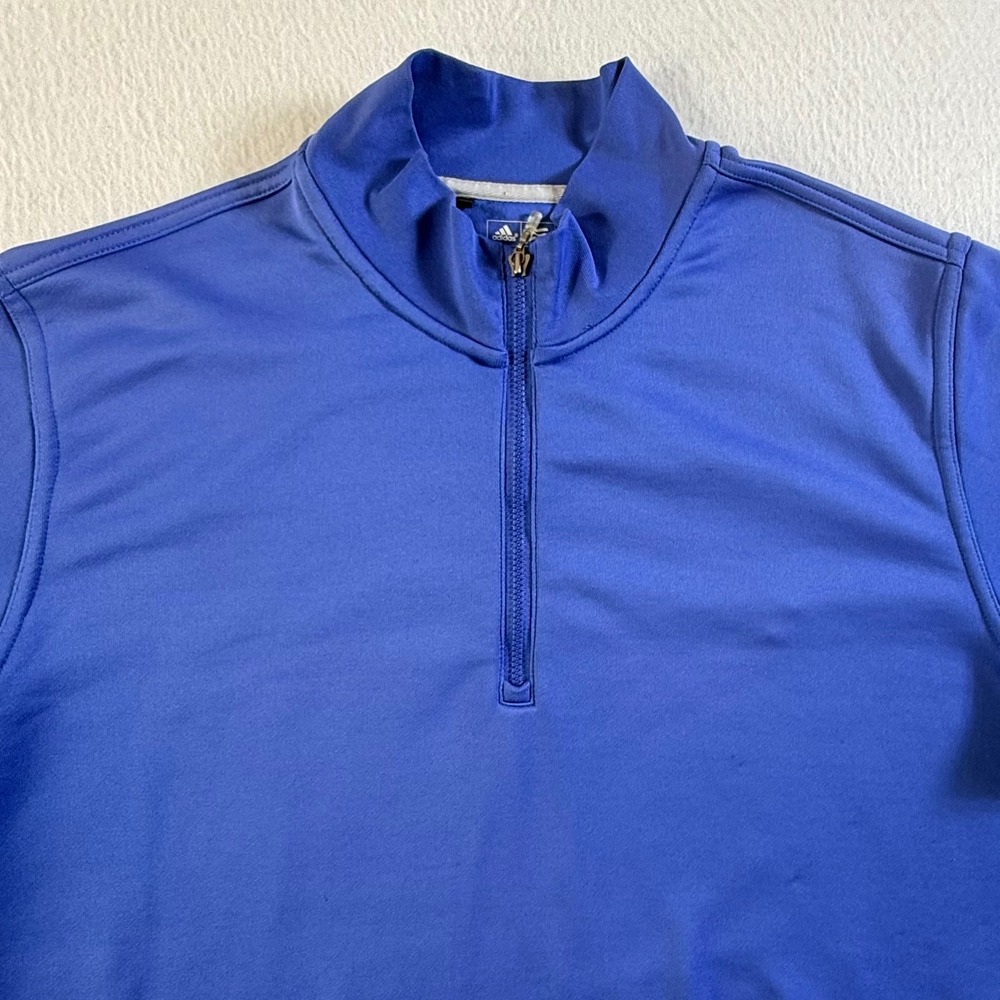 Adidas Golf 1/4 Zip‎ Pullover Mens Medium Climalite 3-Stripe Blue
